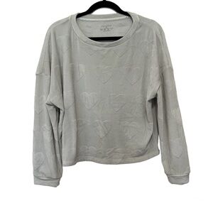 Primark Gray Velour Heart Design Long Sleeve Top